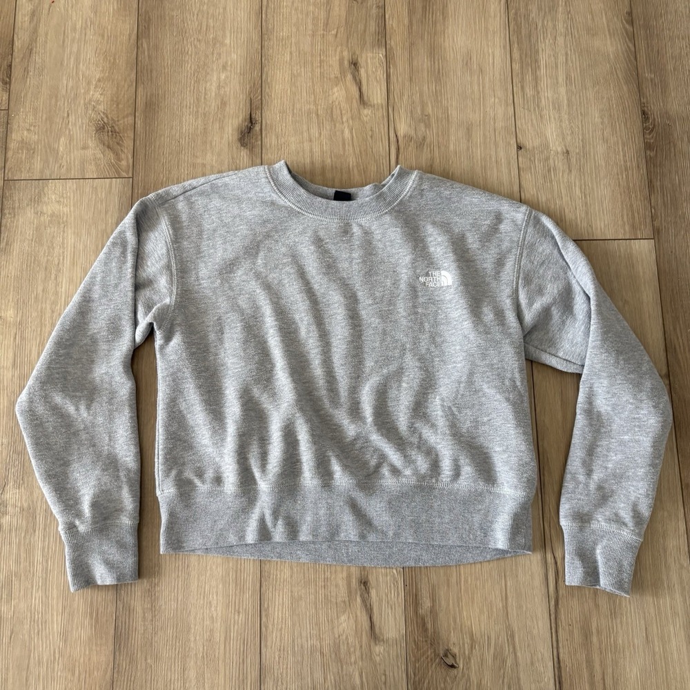 The North Face Womens Small Crew-Neck Crop Sweater Logo Long Sleeve Pullover EUC